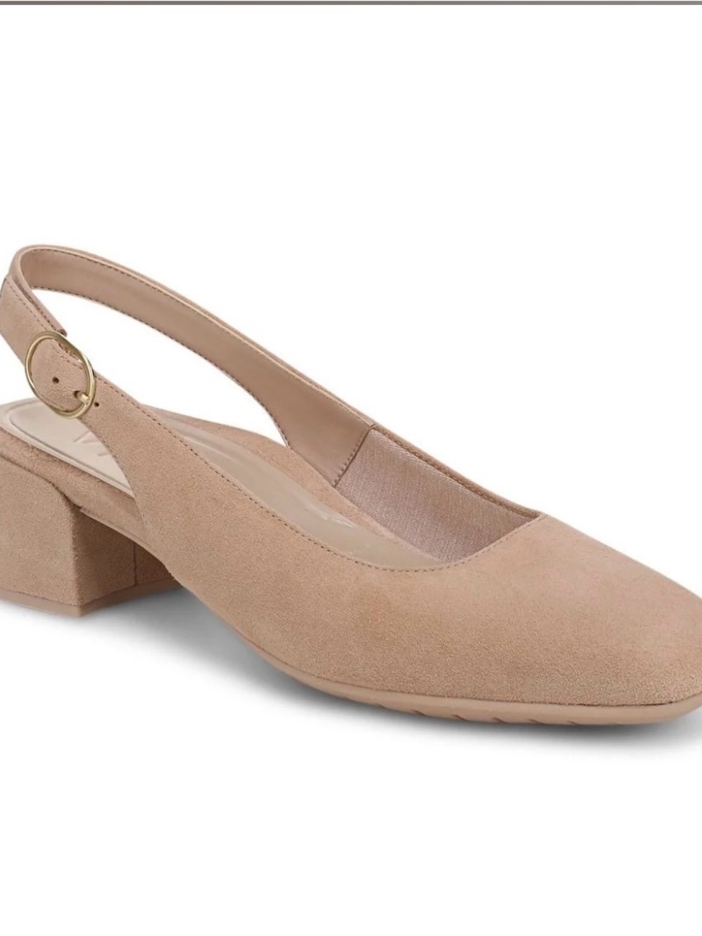 Vionic Slingback Low Block Heel Pumps in Nude/Beige